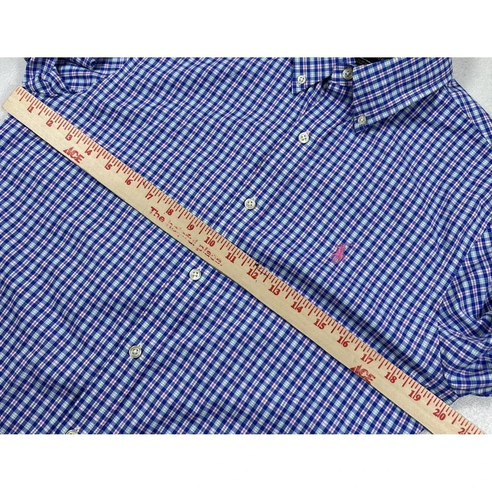 Polo Ralph Lauren Slim Fit Performance Men's‎ Medium Gingham Check Pink Pony